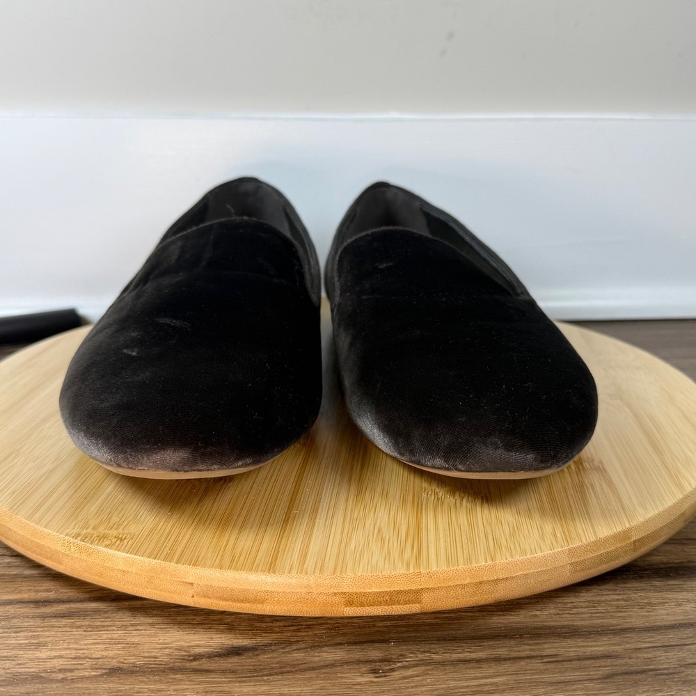 Birdies Velvet Loafers Women's 12 Charcoal Gray Excellent Fur Lined Slipper Flat - Picture 2 of 8
